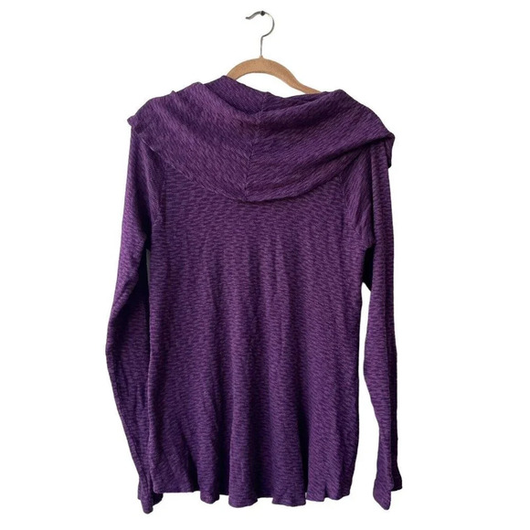 BARBARA LESSER Women's Cowl-neck Tunic Sweater Size M Purple Long Sleeve Stretch - Picture 2 of 3